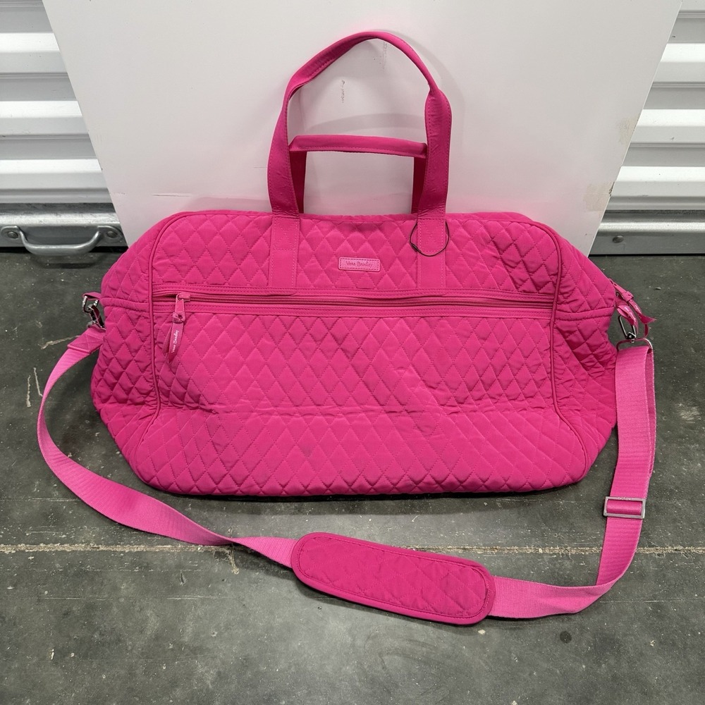 Vera Bradley Iconic Weekender Travel Bag Hot Pink Quilted Luggage
